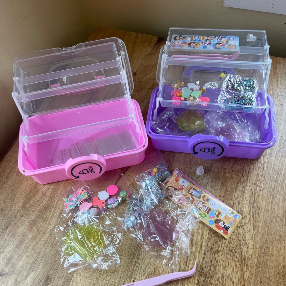 Pink and Purple Storage Boxes with Accessories. Craft boxes - Picture 2 of 5